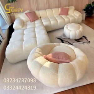 ''L-shaped sofa''